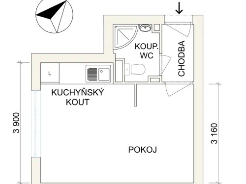 Prodaný byt 1+kk 25 m²