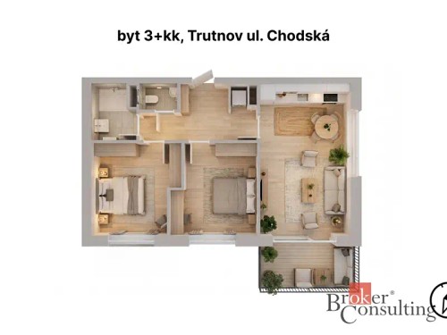 Prodaný byt 3+kk 64 m²