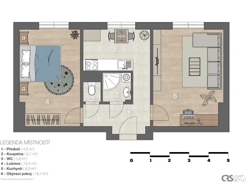 Prodaný  byt 2+1 52 m²