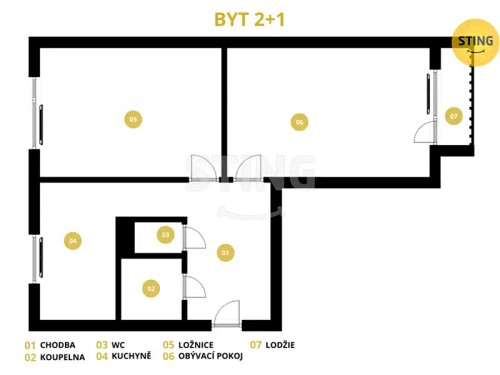 Prodej bytu 2+1 54 m²