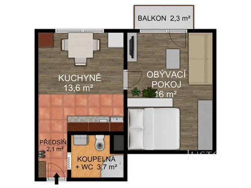 Prodaný byt 1+1 38 m²