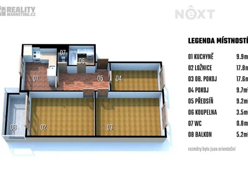Prodej bytu 3+1 71 m²