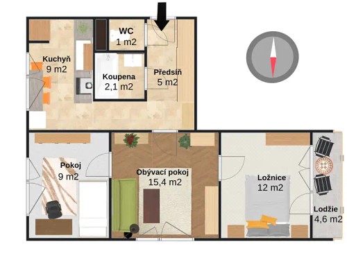 Prodej bytu 3+1 59 m²