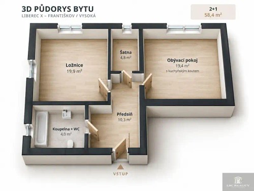 Prodej bytu 2+1 58 m²