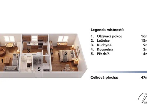 Prodej bytu 2+1 47 m²