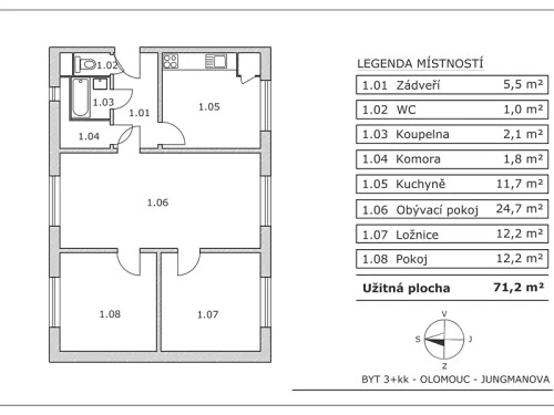 Prodej bytu 3+1 71 m²