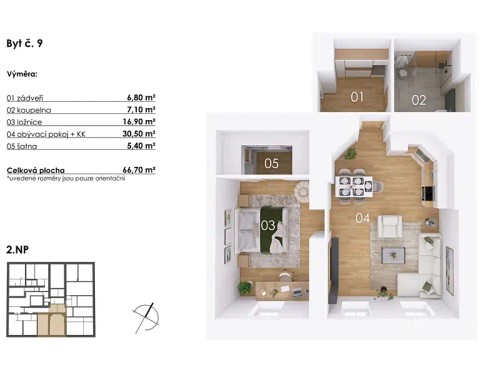 Prodej bytu 2+kk 67 m²