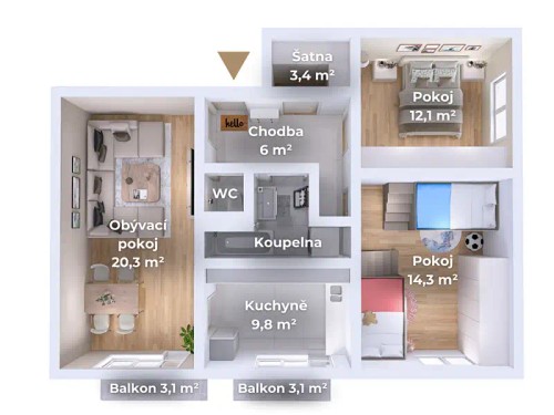 Prodaný byt 3+1 69 m²