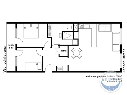 Prodaný  byt 3+kk 74 m²