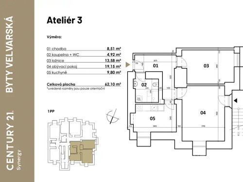 Prodej bytu 2+1 62 m²