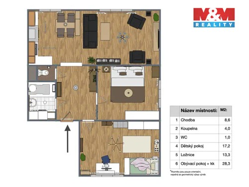 Prodaný  byt 3+kk 74 m²