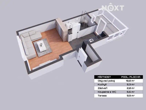Prodaný byt 1+kk 31 m²