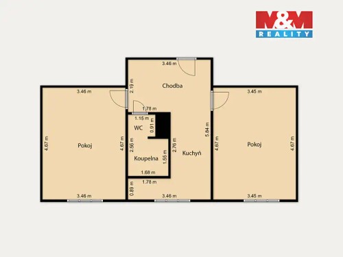 Prodej bytu 2+1 52 m²
