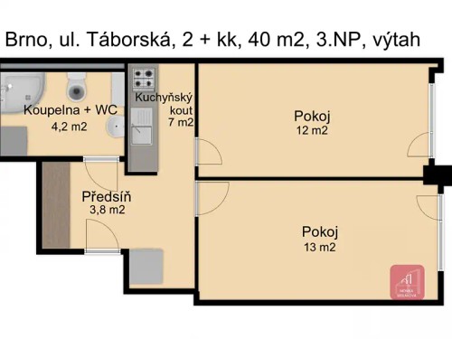 Prodaný byt 2+kk 40 m²