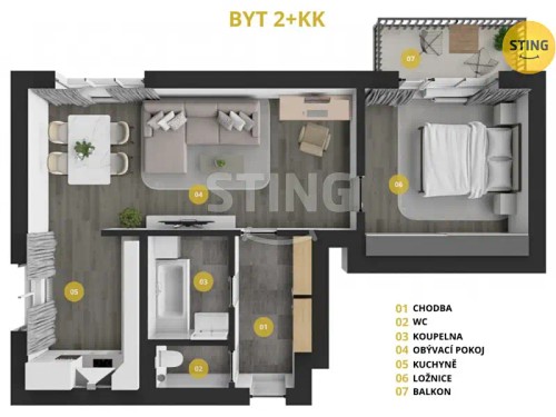 Prodej bytu 2+kk 54 m²