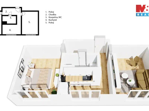 Prodej bytu 2+1 52 m²