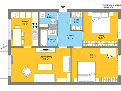 Prodaný  byt 3+1 72 m²