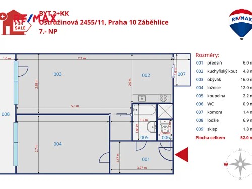Prodaný byt 2+kk 52 m²