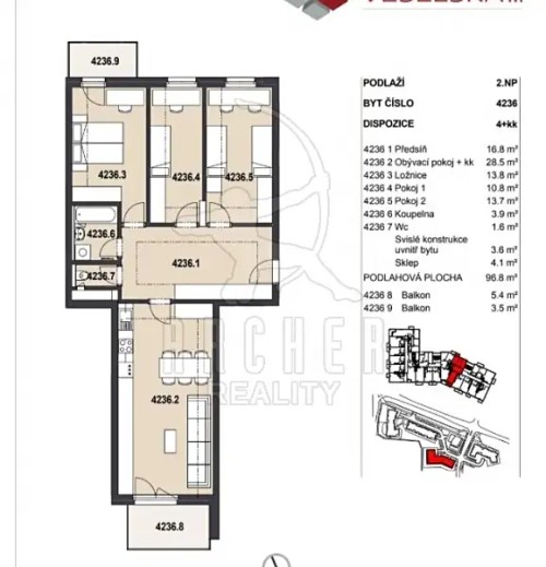 Prodej bytu 4+kk 106 m²