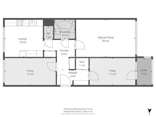 Prodaný  byt 3+1 77 m²