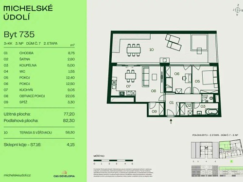 Prodej bytu 3+kk 77 m²
