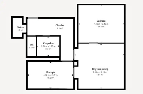 Prodaný byt 2+1 58 m²