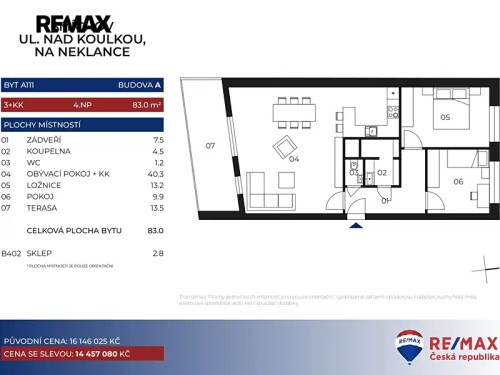 Prodaný byt 3+kk 83 m²