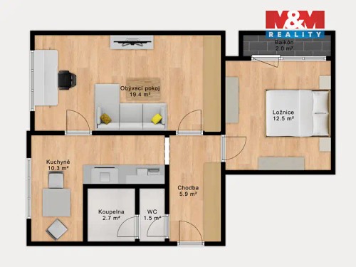 Prodaný byt 2+1 52 m²