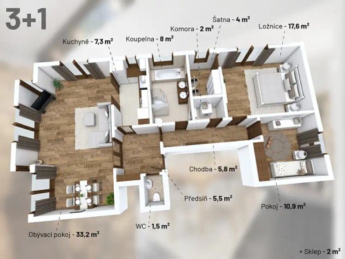 Prodej bytu 3+1 98 m²