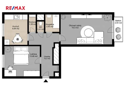Prodaný byt 2+1 57 m²