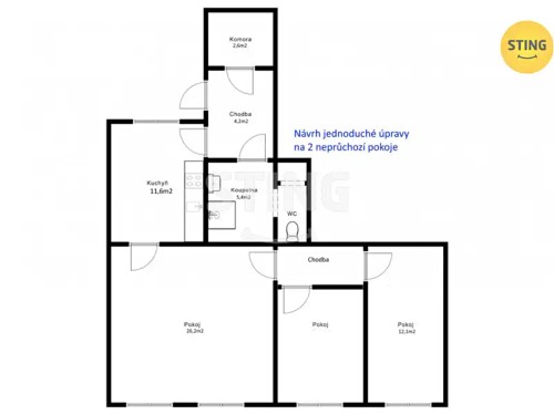 Prodej bytu 3+1 76 m²