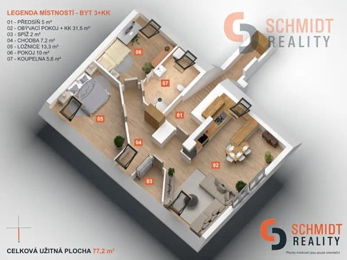 Prodej bytu 3+kk 77 m²
