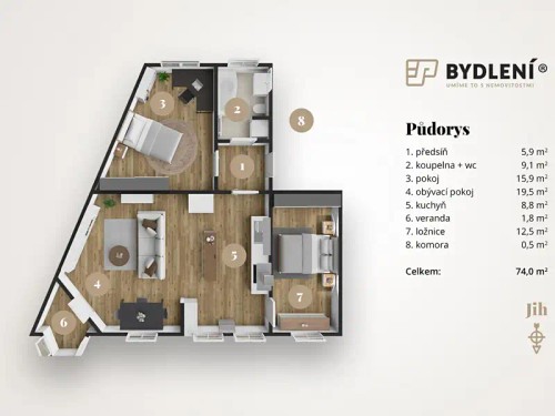 Prodej bytu 3+1 74 m²