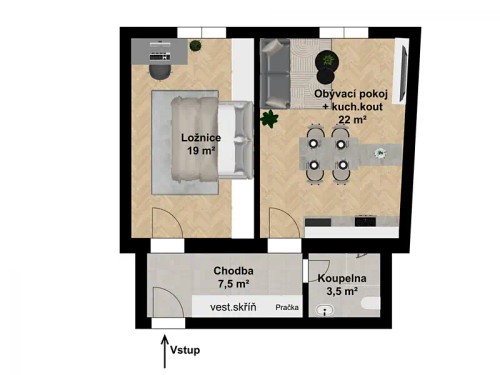 Prodaný byt 2+kk 55 m²
