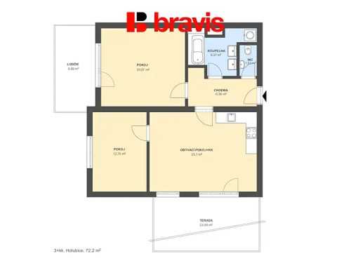 Prodaný  byt 3+kk 81 m²