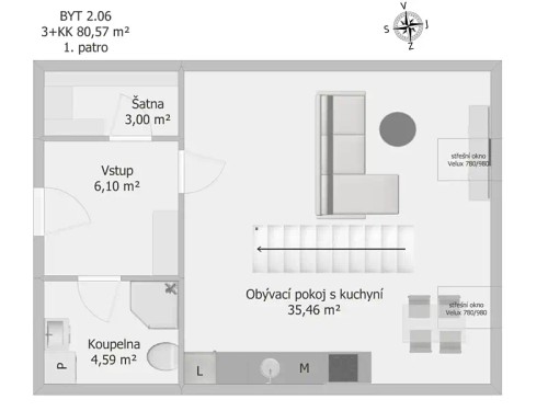 Prodej bytu 3+kk 81 m²