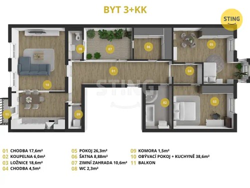 Prodej bytu 3+kk 134 m²