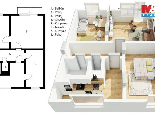 Prodaný byt 3+1 62 m²