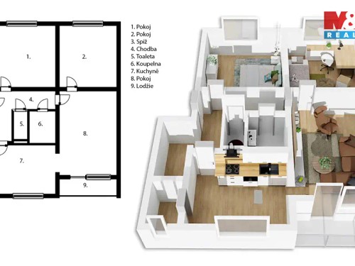 Prodaný  byt 3+1 72 m²