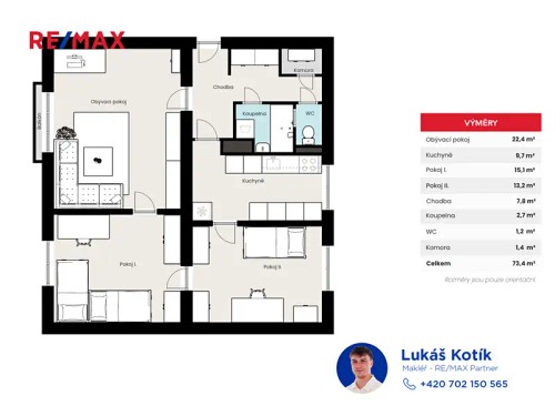 Prodaný  byt 3+1 74 m²