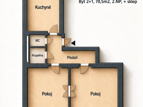 Prodej bytu 2+1 70 m²