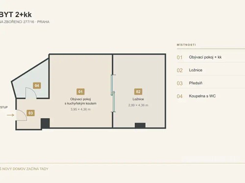 Prodej bytu 2+kk 39 m²