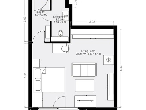 Prodaný  byt 1+kk 36 m²