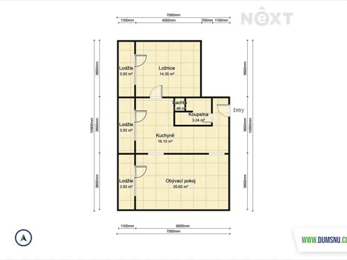 Prodej bytu 2+1 56 m²