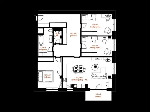 Prodej bytu 4+kk 110 m²