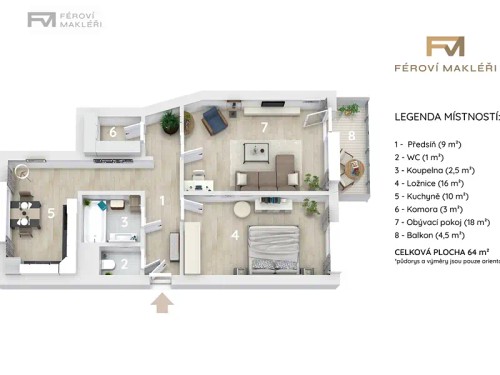 Prodej bytu 2+1 64 m²