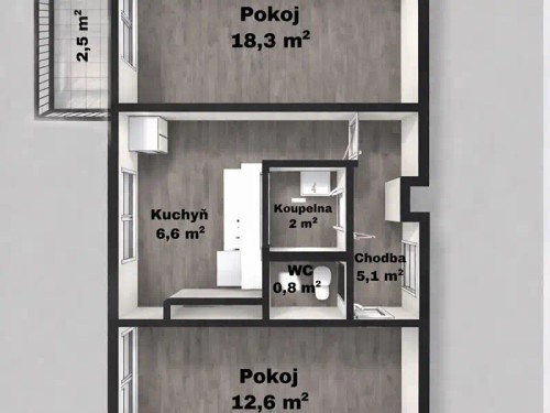 Prodaný byt 2+1 49 m²