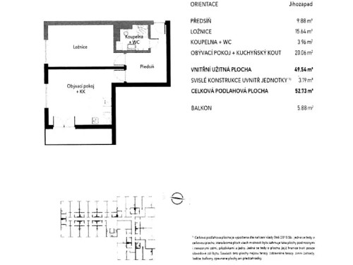 Prodaný  byt 2+kk 53 m²