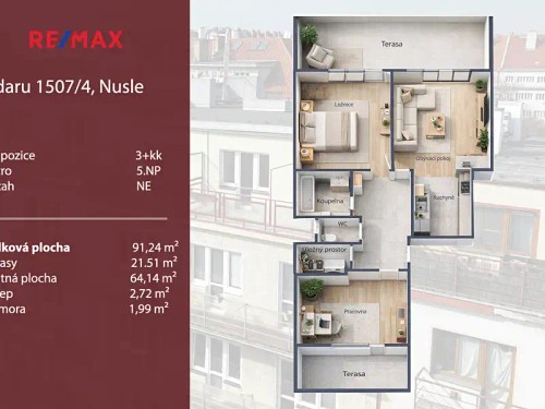 Prodej bytu 3+kk 64 m²