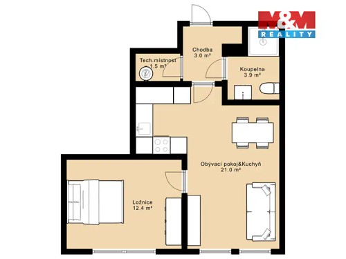 Prodej bytu 2+kk 42 m²
